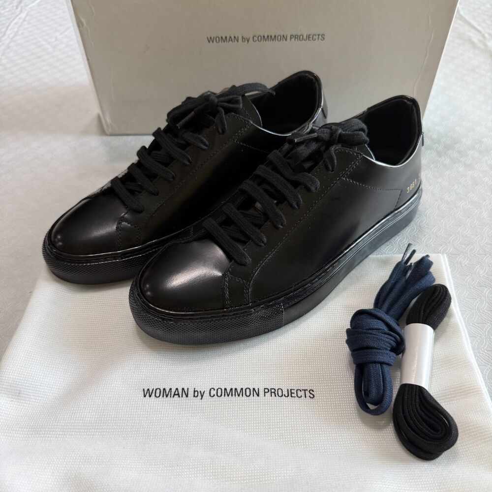 Woman by Common Projects Achilles Low Premium Boxed Leather Black 36 NIB